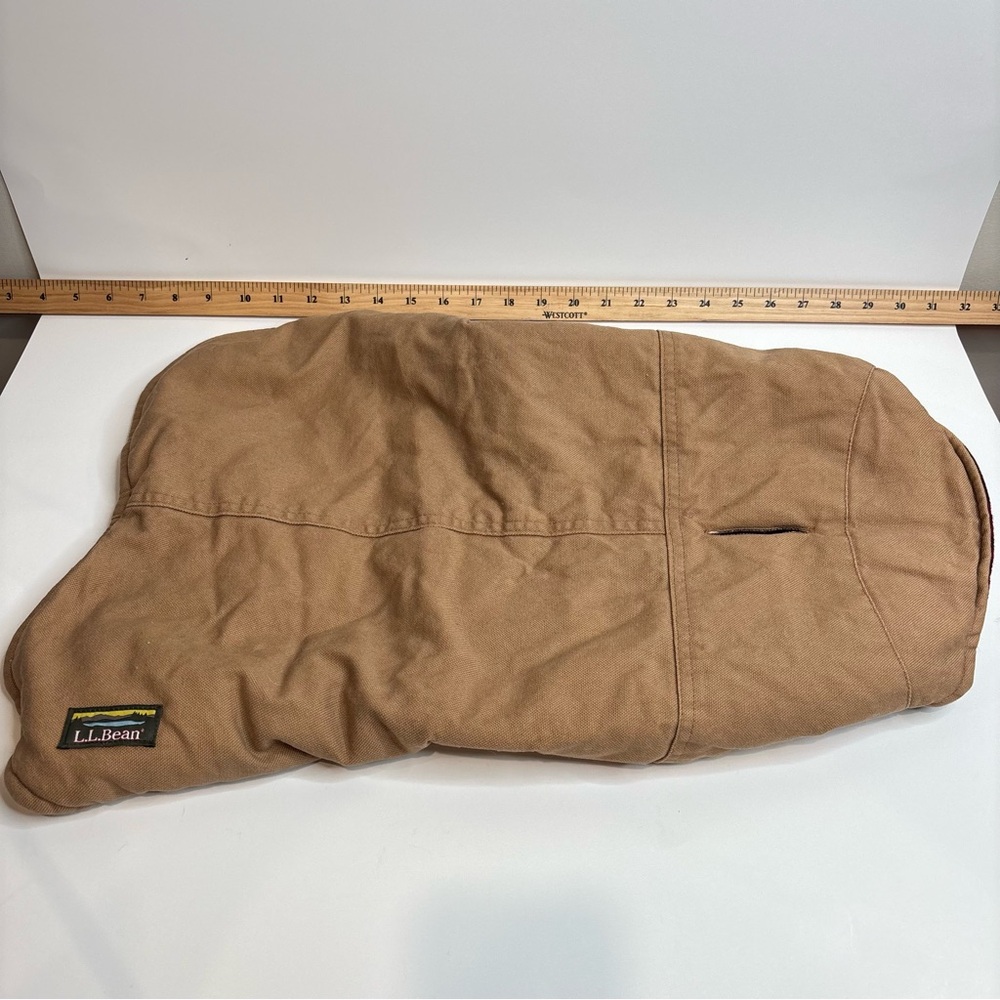 L.L. Bean Brown barn chore coat reversible plaid dog jacket